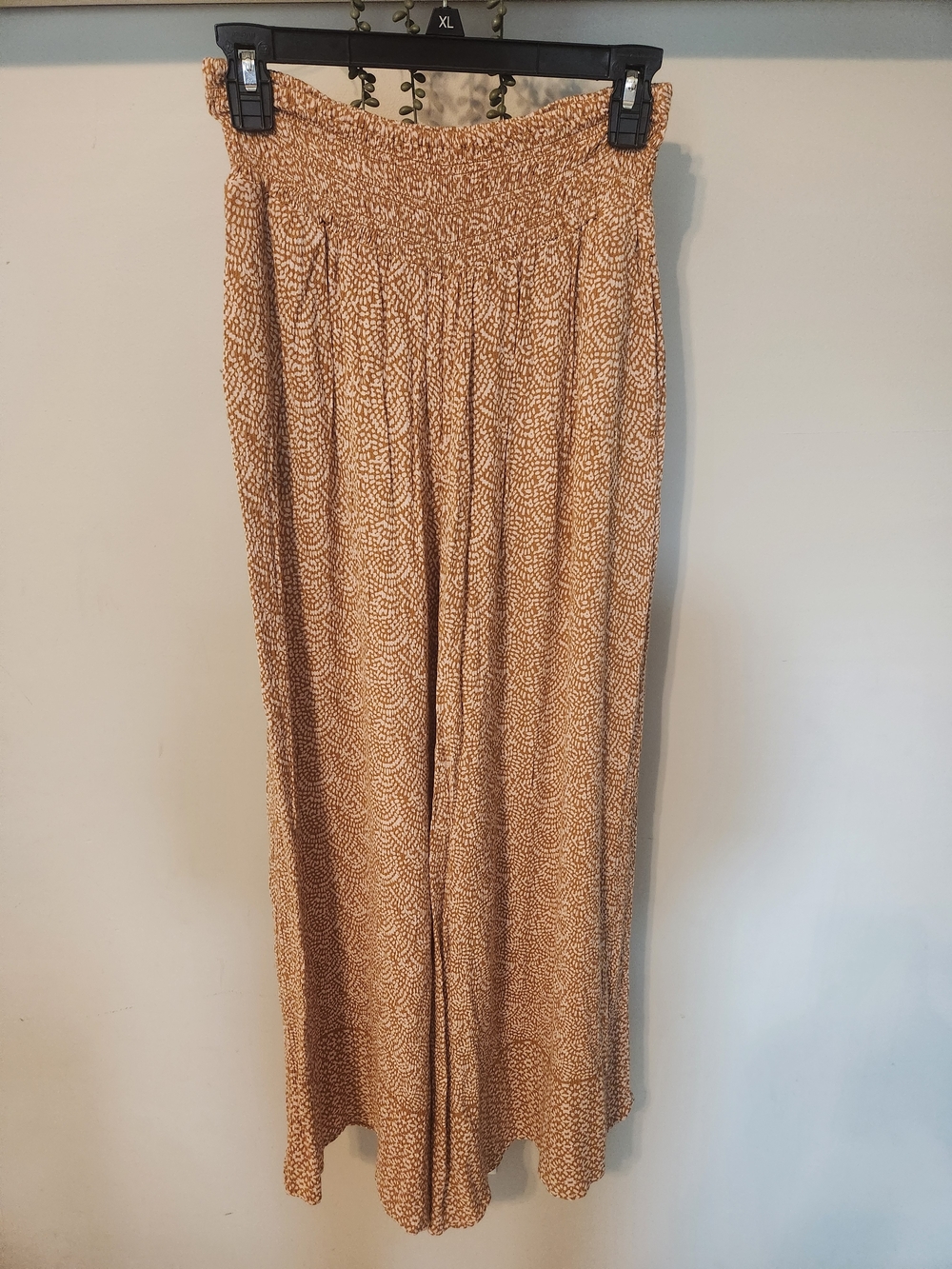 Patrons Of Peace Wide-Leg Smocked Waist Pants - Tan/Brown/Pale Pink, Women, Med